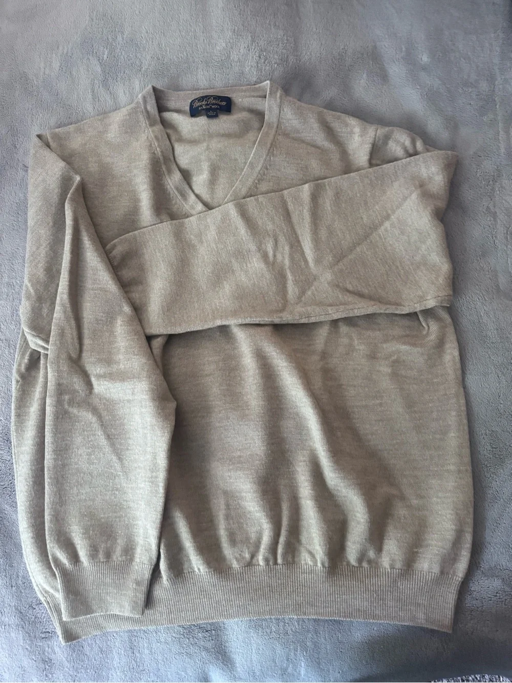 Brooks Brothers Men's V-Neck Sweater in Light Tan